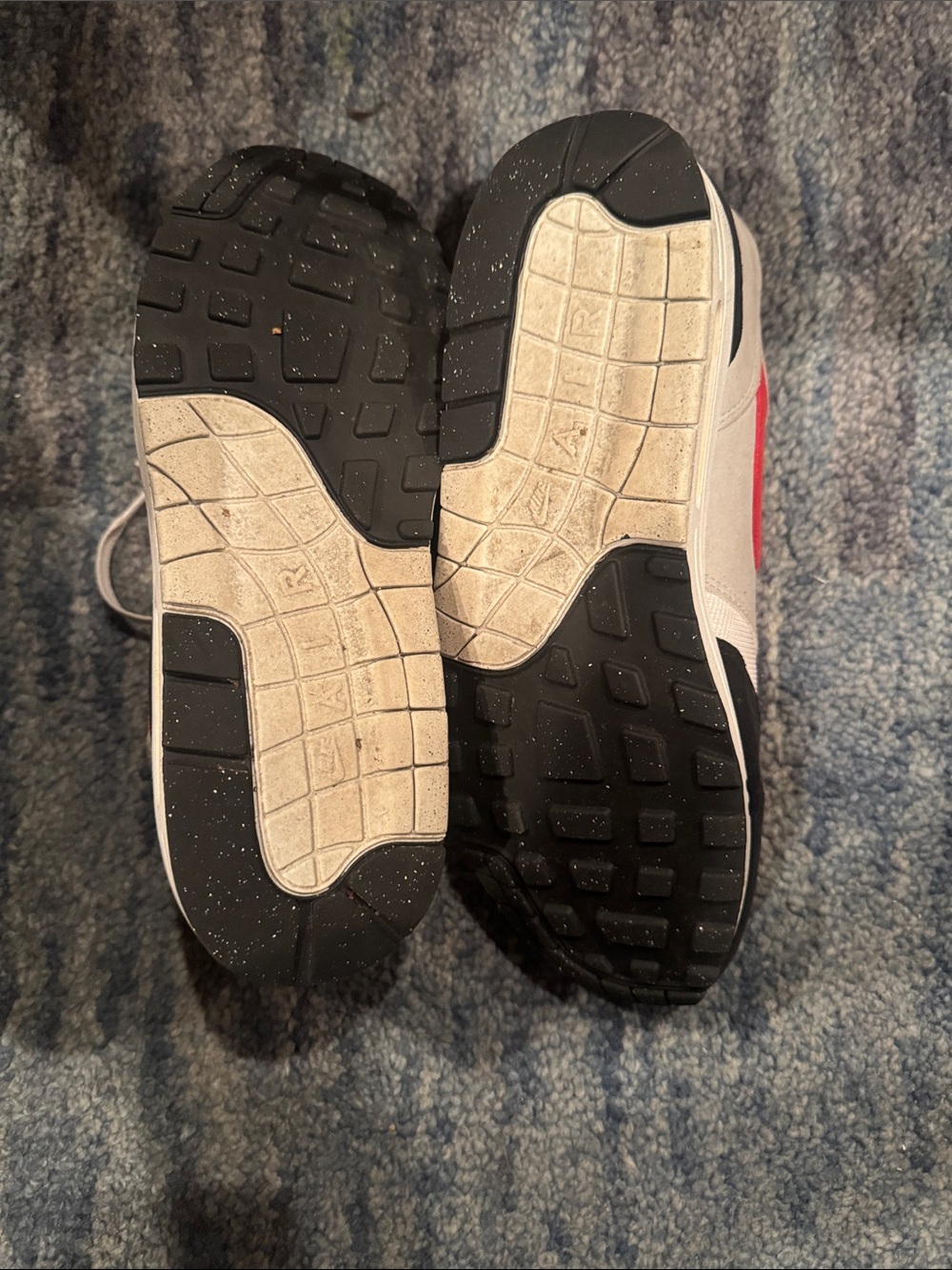 Nike Air Max White Black with Red Accent Men's Lace-Up Sneakers - Picture 5 of 6